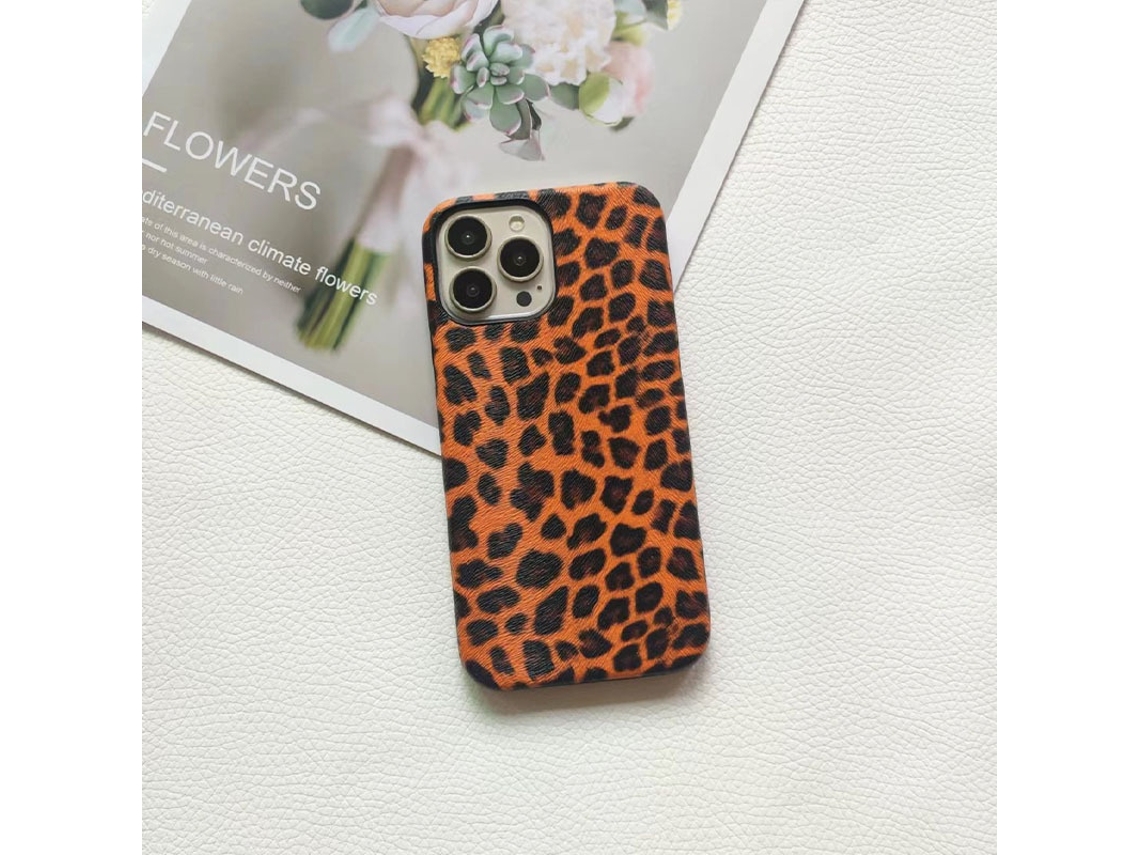 Capa Para Iphone 17 Com Estampa De Leopardo Laranja E Textura Semi-cobertura.