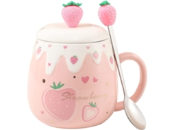 Caneca Fofa De Morango, Café Rosa, Cerâmica Kawaii, Para Chá Da Manhã, Leite E Frutas Com Tampa Fofa, Aço Inoxidável, Namoradas, 5 Aquaforge