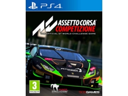 Jogo PS4 Assetto Corsa Competizione (Corridas - M3) — É um extraordinário jogo de simulação de corridas que permite aos jogadores viver a atmosfera real do campeonato GT3, competindo contra pilotos oficias, equipas, carros e circuitos reproduzidos no jogo