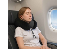 Vidaxl Almofada De Viagem Para O Pescoço Preto Espuma De Memória