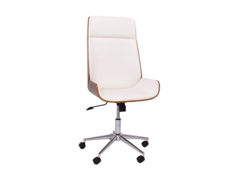 Suécia Cadeira De Escritório Executiva 54x109/119x42 Cm Em Madeira De Freixo E Couro Sintético Branco Frankystar