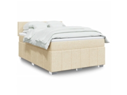Vidaxl Cama Com Molas/colchão 140x200 Cm Tecido Cor Creme