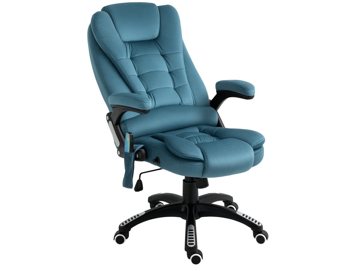 Cadeira de Escritório Massagem 6 Pontos, Reclinável 130°, Aquecimento, Azul 68x72x110 120 Cm | S/MARCA
