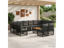 Vidaxl Conjunto De Sofás Para Exterior 13 Unid. Preto E Cinza Escuro