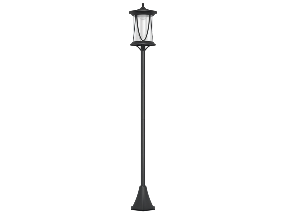 Luz Solar de Rua com Autonomia 6h e Ancoragem no Chão. em Policarbonato Ip44 e Abs. 17x17x127 Cm. Preto Ge