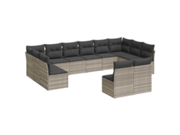 Conjunto de 12 Sofás Jardim com Almofadões Vime Pe Cinzento Claro MAISON EXCLUSIVE (12 pcs)