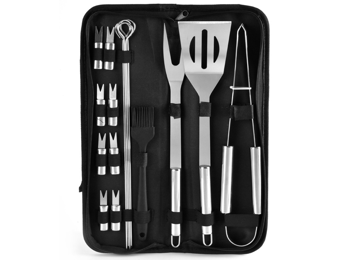 Conjunto De Ferramentas Para Grelhar Com 16 Peças Em Aço Inoxidável Slowmoose