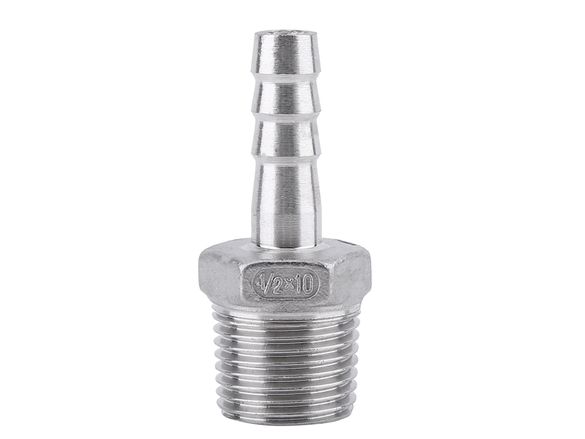 Conector Barb De Mangueira Aço Inoxidável 304 Bsp 1/2"x10mm Para Combustível Água Ar