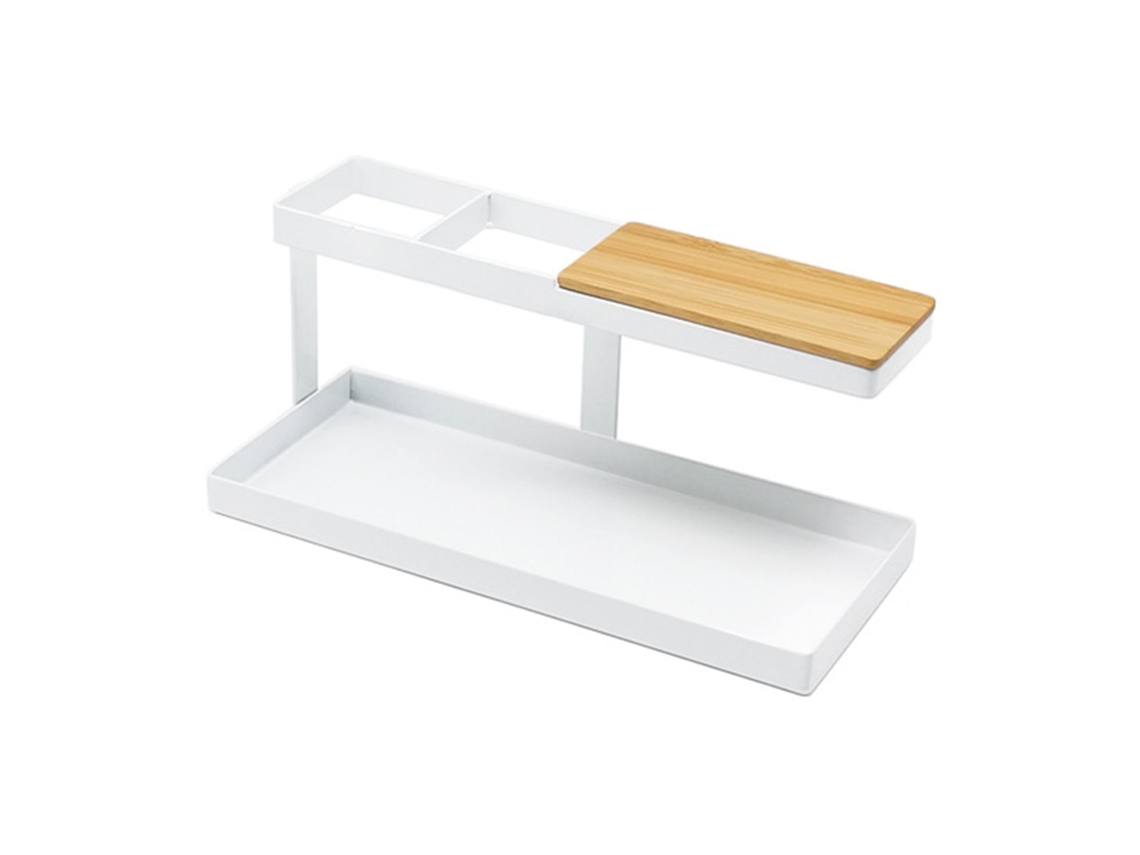 Prateleira de Armazenamento para Mesa em Ferro e Bambu com 2 Camadas