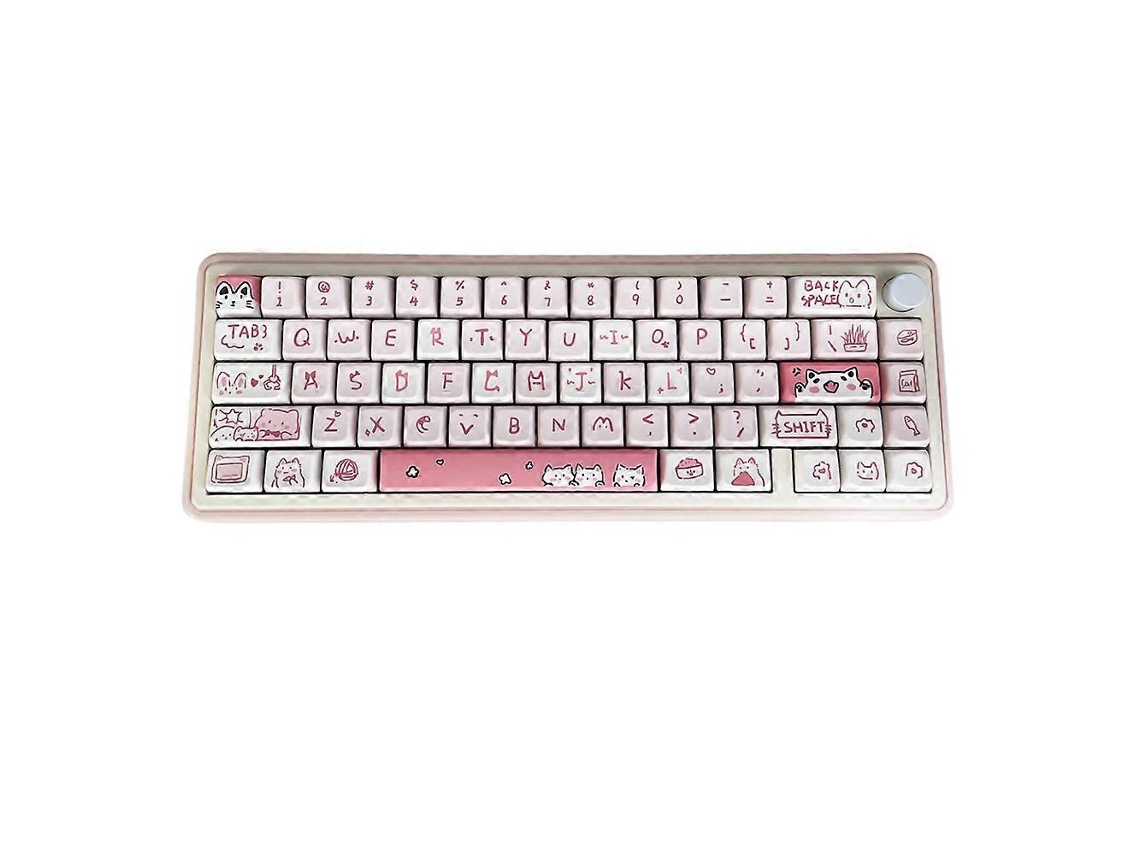 Teclado Mecânico De 146 Teclas Com Tema De Gato Rosa Para Digitação Em Teclados E Teclados De Jogos. Everley891