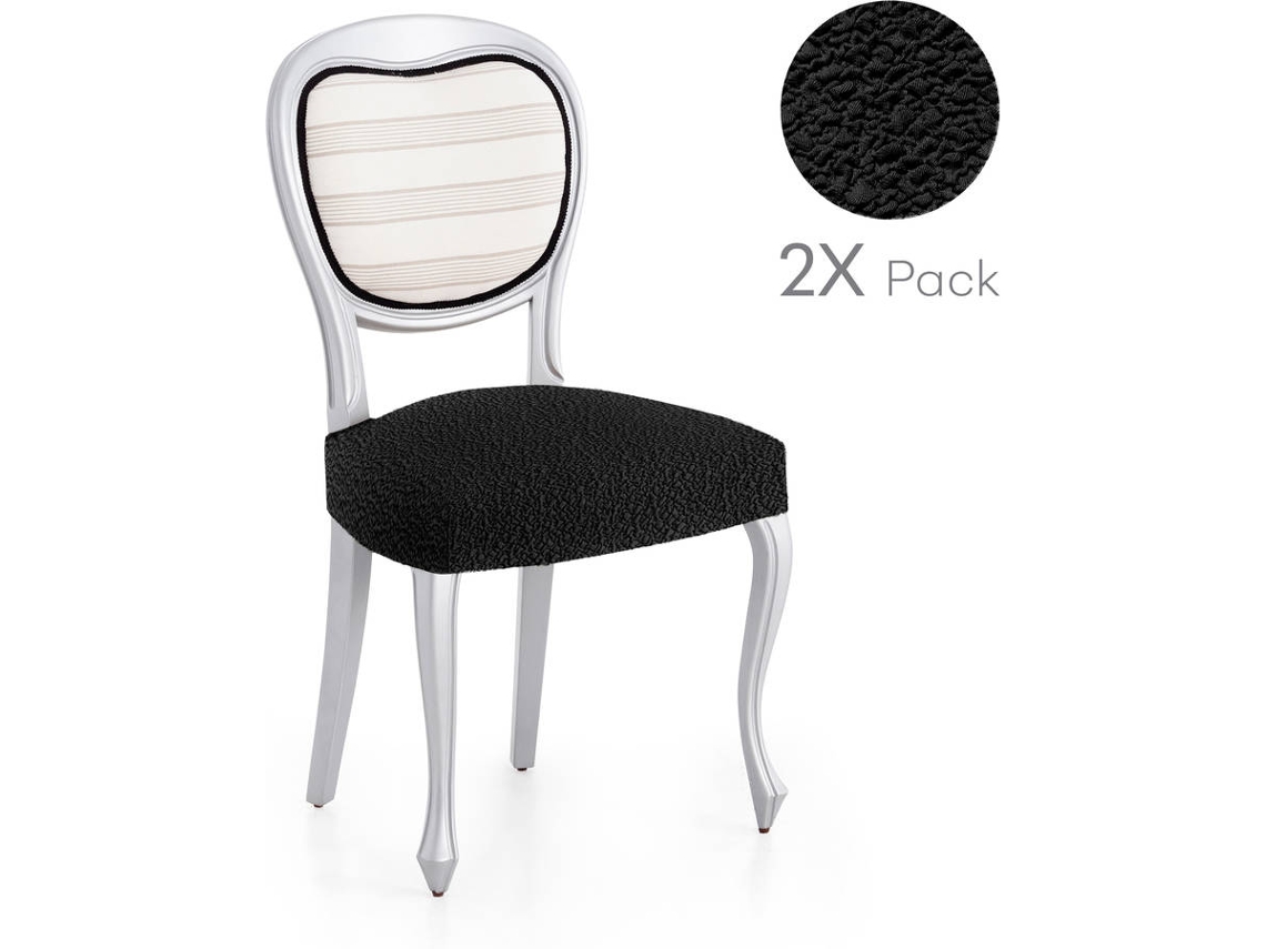 Pack de 2 Capas em Tecido Elástico para Base de Cadeira MILICA Spongy Preto (50x50 cm)