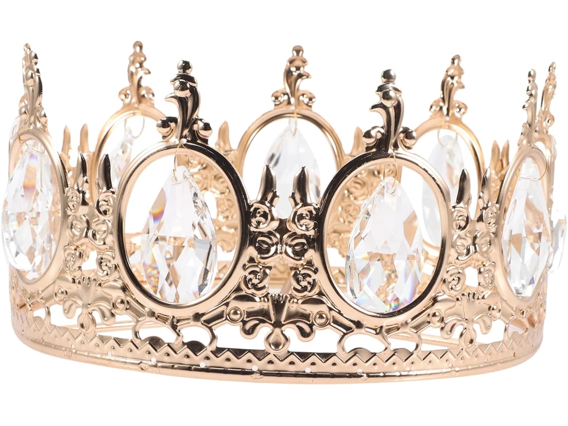 Luminária Pendente Decorativa de 21 Cm com Coroa de Cristal em Metal e Vidro para Sala de Estar. SFUSHOS