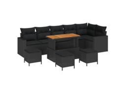 Conjunto 12 Conjunto De Sofá De Jardim Vidaxl Preto Vime Pe (292,5 X 157 X 85 Cm)