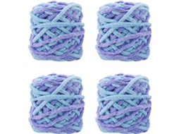 Pacote Com 4 Fios De Tricô Acrílicos De 100g Para Crochê E Tricô Slowmoose (azul Roxo)