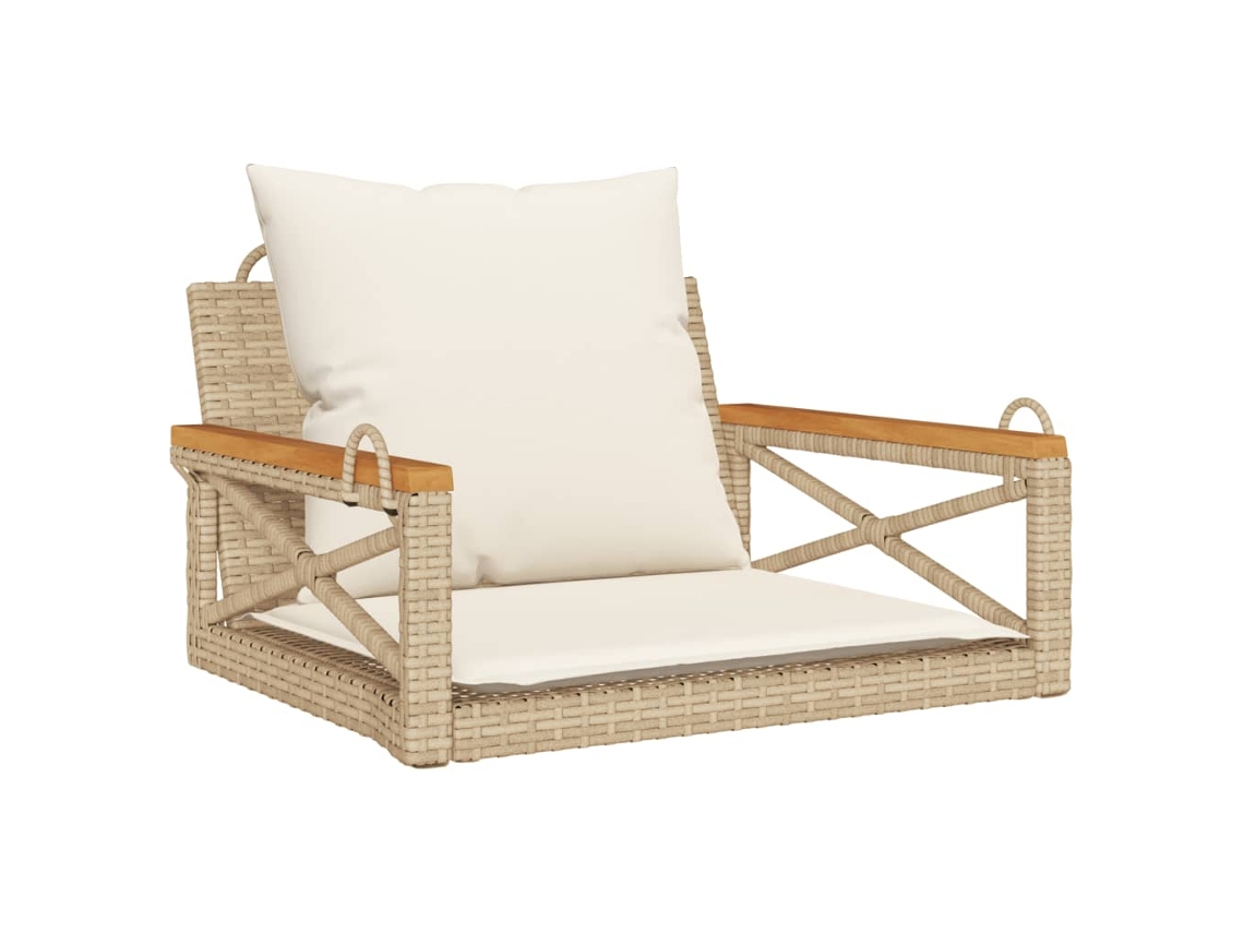 Maison Exclusive - Banco Baloiço Com Almofadões 63x62x40 Cm Vime Pe Bege