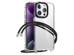 Correia Casa Para Iphone 15 Pro Pele Sintética Transparente