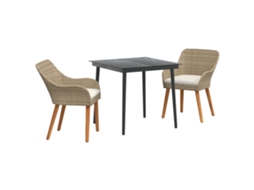 Conjunto 3 Conjunto De Jantar Para Jardim Vidaxl Bege Vime Pe (80 X 80 X 74 Cm)