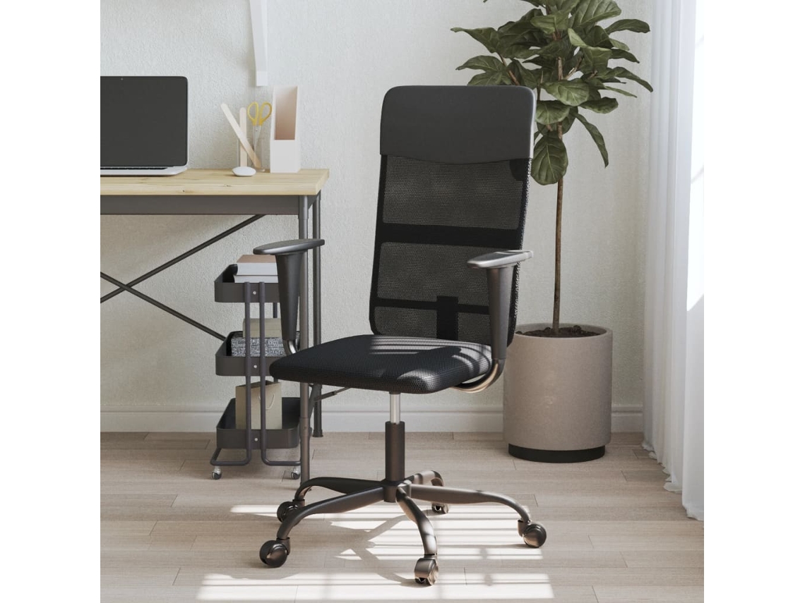 Vidaxl Cadeira Escritório Tecido Malha/couro Art. Regulável Preto