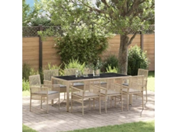 Vidaxl Conjunto De Jantar Para Jardim 9 Unid. Bege Vime Pe