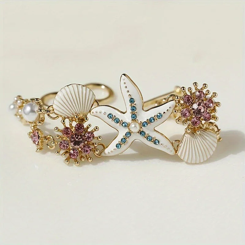 (pulseira Branca) Pingente De Pérola Com Flor Colorida Em Estilo Boêmio Casual De Verão