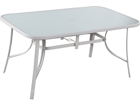 Mesa de Jardim  Cordoba (Branco - Aço e Vidro - 150x90x72 cm)