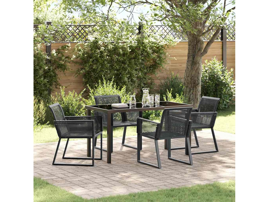 Vidaxl Conjunto De Jantar Para Jardim 5 Unid. Preto Aço Revestido A Pó