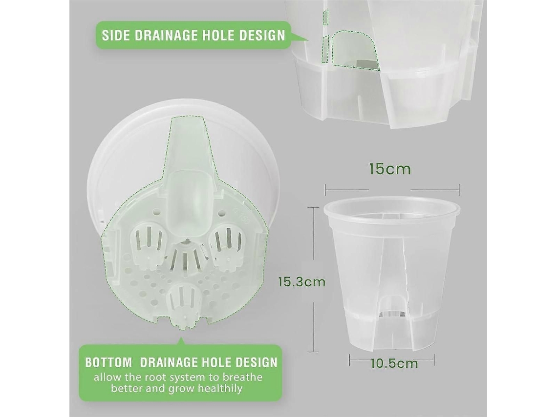 5 Vasos De Plástico Transparente Com Autoirrigação, 6 Polegadas, Para Plantas De Interior