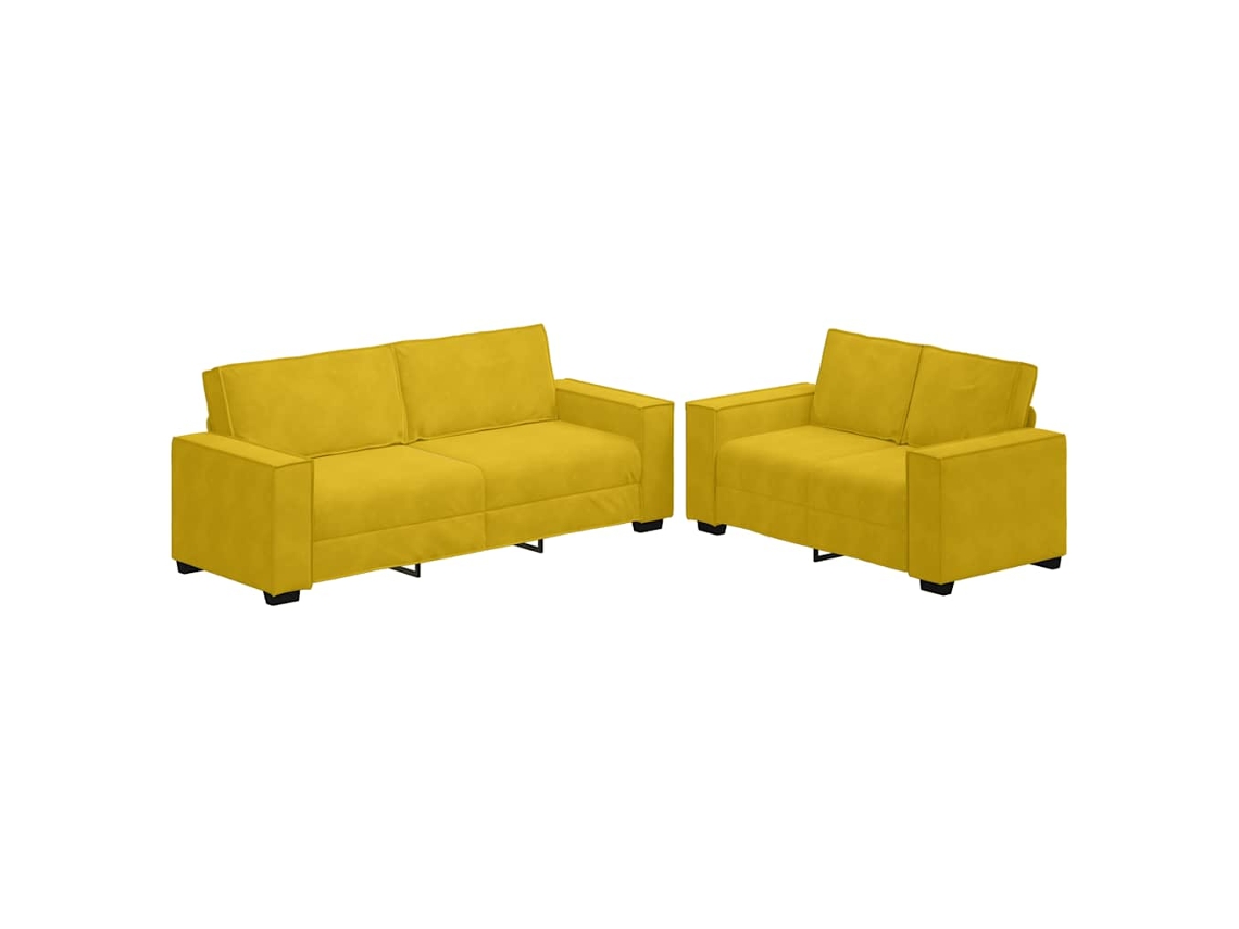 Conjunto de Sofá 2 Peças com Almofadas em Veludo Amarelo MAISON EXCLUSIVE
