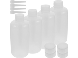 Conjunto De 4 Frascos Flexíveis De Plástico Pe Para Lavagem, 500ml, Com Bico Angulado.