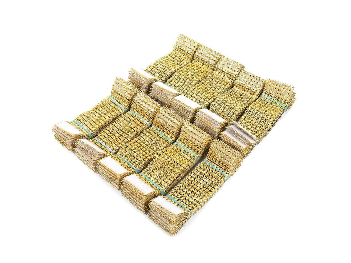 100pcs Anel de Guardanapo Fita Mágica Malha Diamante 8 Fileiras para Casamento Natal Dourado | S/MARCA