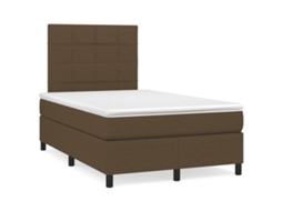 Vidaxl Cama Box Spring C/ Colchão/led 120x190cm Tecido Castanho-escuro