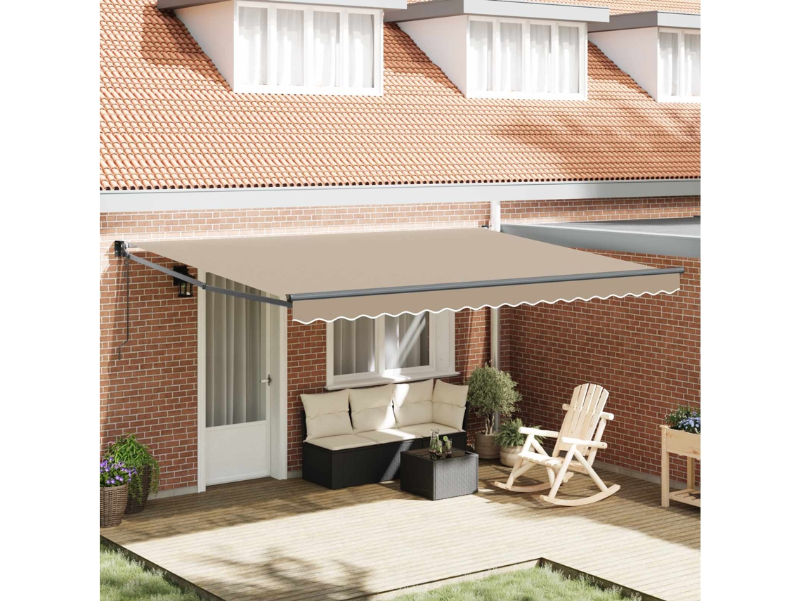 Vidaxl Toldo Retrátil Bege 450 X 300 X 165 Cm Poliéster E Metal