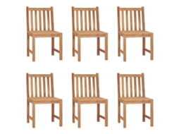Conjunto de 6 Cadeiras de Jardim com Almofadões Madeira de Teca Maciço MAISON EXCLUSIVE