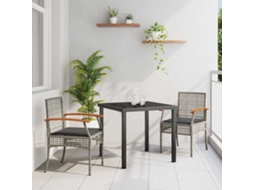 Vidaxl Conjunto De Jantar Para Jardim 3 Unid. Cinza E Preto Vime