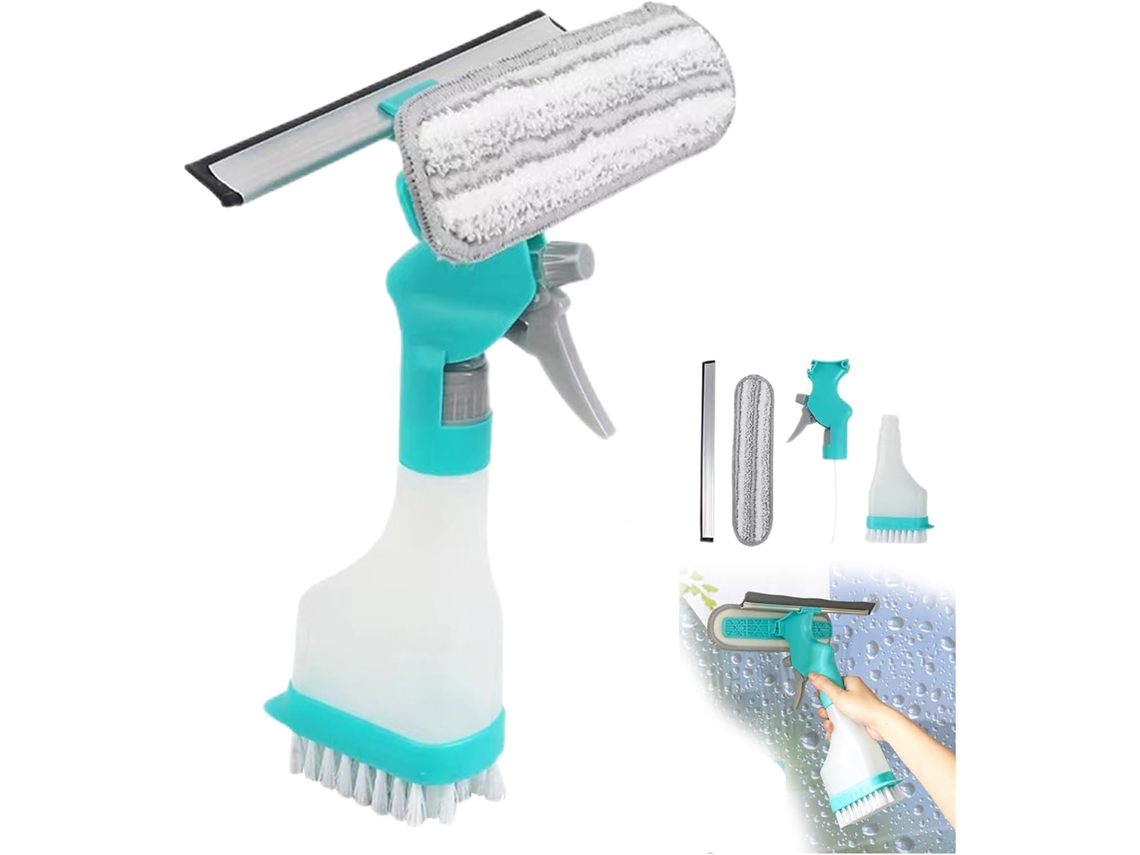 Kit De Limpeza De Janelas 4 Em 1 Compatível Com Carro, Banheiro E Box De Chuveiro Com Borrifador E Raspador (azul)