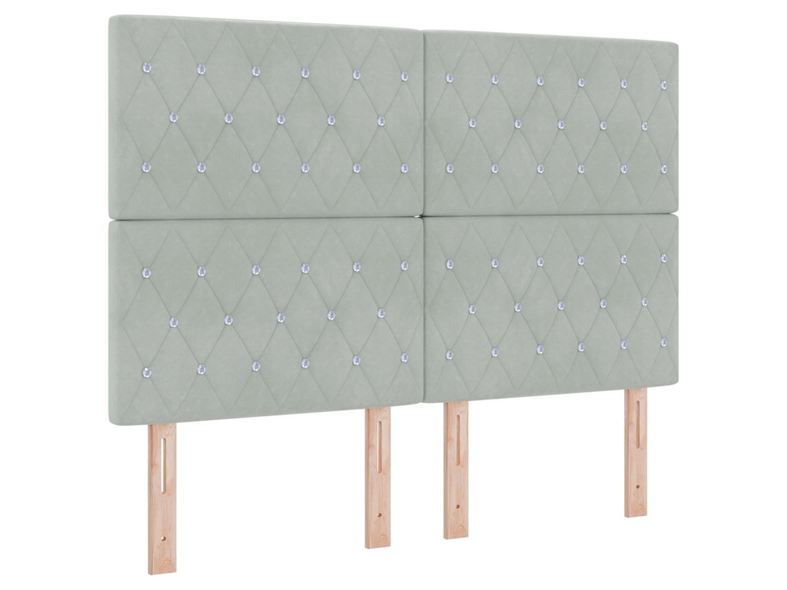 Conjunto 1 Cama Box Vidaxl Cinzento-claro Veludo (140 X 190 Cm)