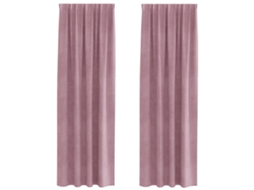 Conjunto 2 Cortinas Opacas Vidaxl Rosa Veludo (140 X 260 Cm)