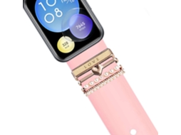 Bracelete Huawei Watch Fit 2 Pulseira com Adorno Love Rosa