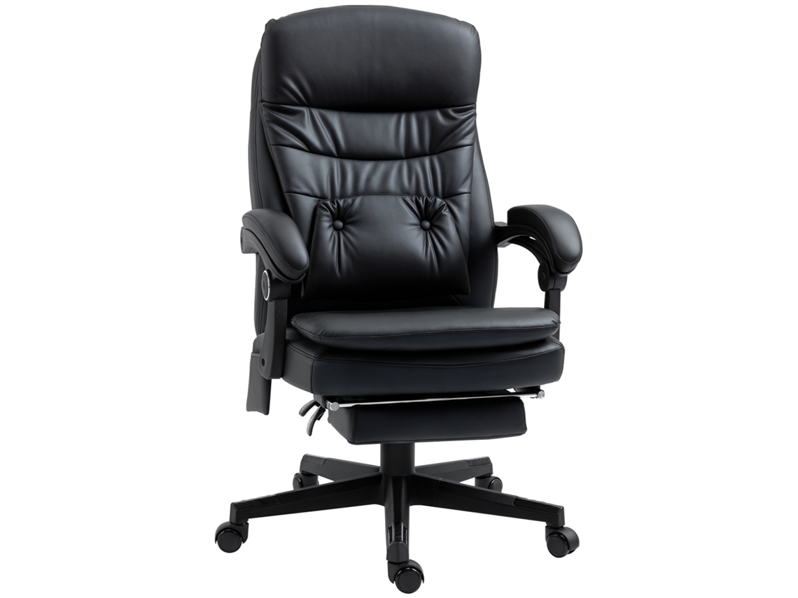 Cadeira de Escritório com Massagem em Couro Sintético e Porta Usb, 64x69x107 115cm, Preta CHEZMOI
