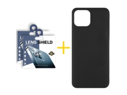 Pack 2 x Película de Câmara + Capa GANDY Apple iPhone 16 Silicone Líquido Preto