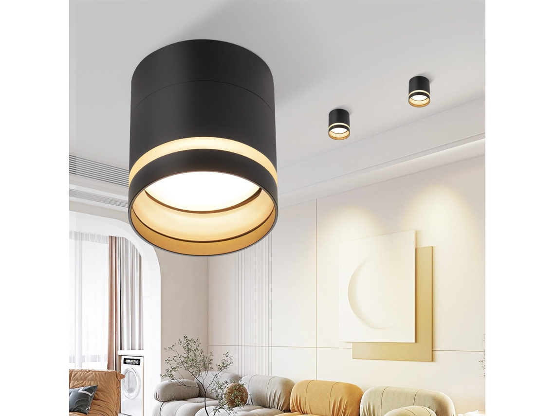 Nettlife Candeeiro, Foco Led De Superfície Redondo 5 W, Candeeiro De Teto Em Acrílico Para Corredor (preto), 8,5 Cm, Em Alumínio, Uso Diário