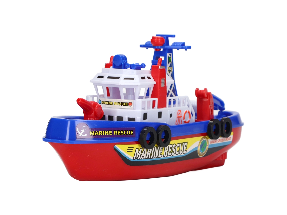 Brinquedo Barco De Bombeiro Elétrico Com Água, Música E Luz Para Banho Infantil