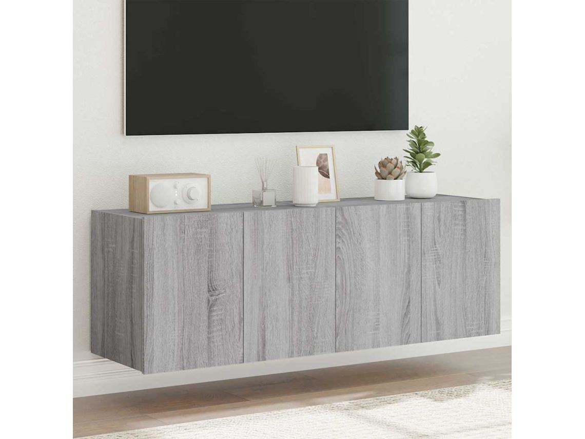 Vidaxl Móveis De Parede Para Tv Com Luzes Led 2 Pcs Cinzento Sonoma