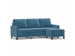 3-seater Sofa With Footstool, 3-seater Sofas With Footstools Vidaxl Azul Veludo (n/a)