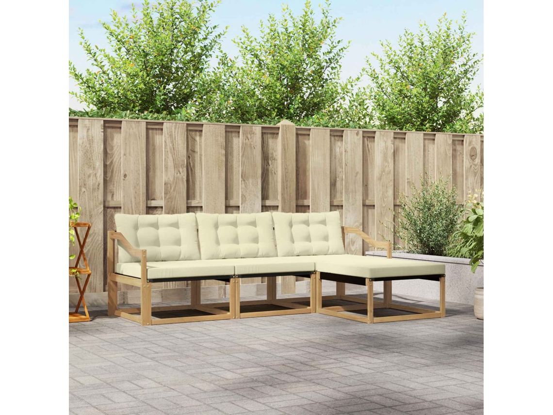 Vidaxl Conjunto De Sofás Para Exterior 4 Pcs Branco E Creme