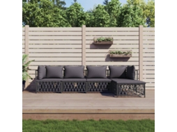 Vidaxl 5 Pcs Conjunto Lounge De Jardim Com Almofadões Aço Antracite