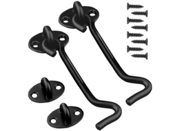 Pestillo de aço inoxidável negro com pestillo de ojo e perno para portas | S/MARCA