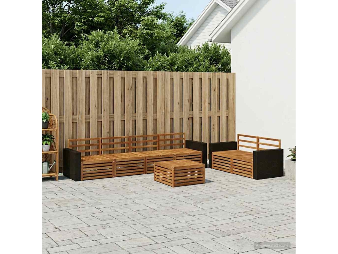 Vidaxl Conjunto De Sofás Para Exterior 7 Pcs Natural