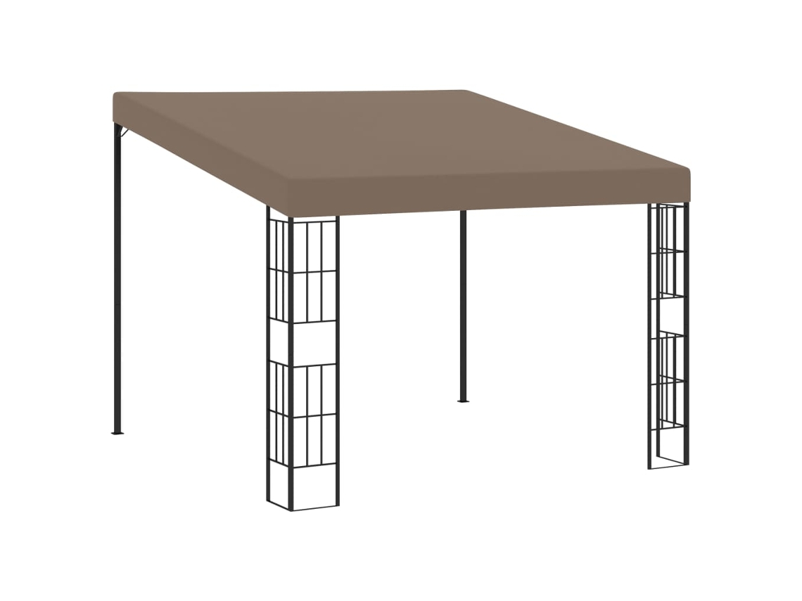 Vidaxl Gazebo De Montagem Na Parede 3x3 M Tecido Cinzento-acastanhado