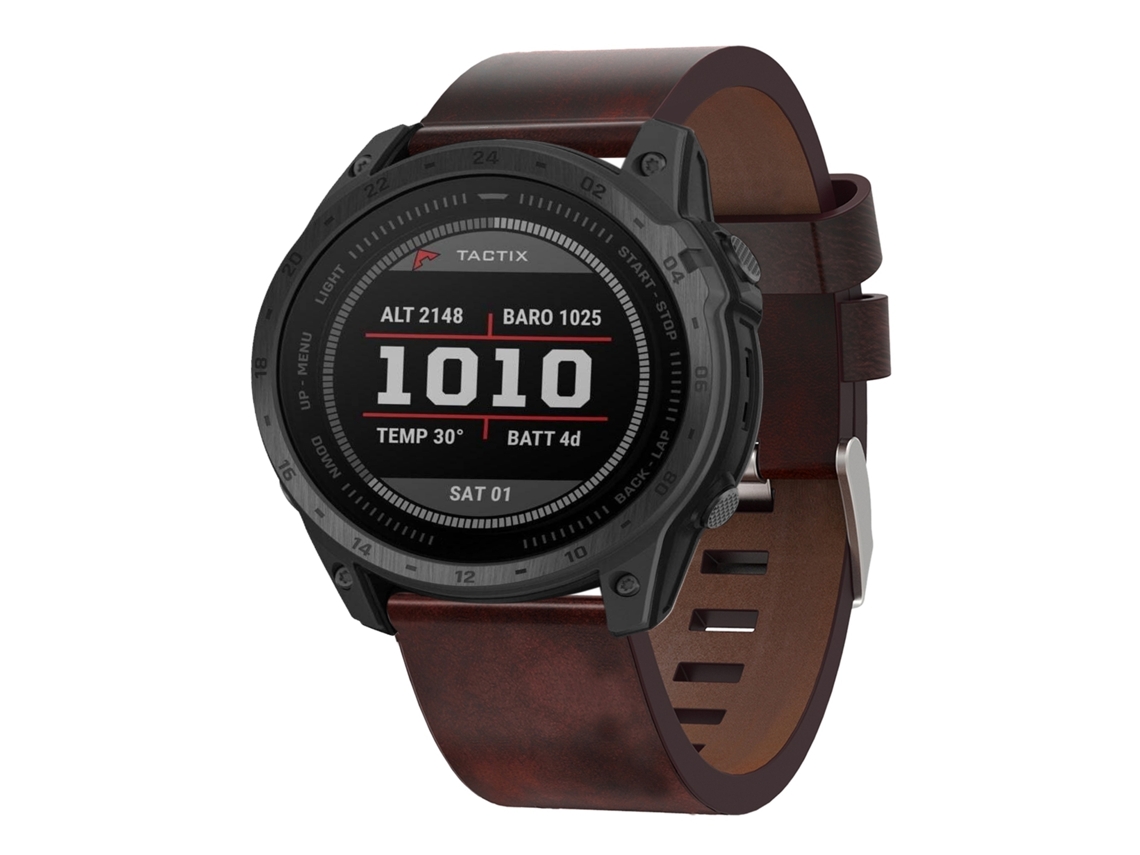 Bracelete de Smartwatch para Garmin Tactix 7 26mm com fivela de aço e couro (marrom)